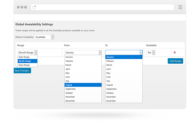 Global bookable options