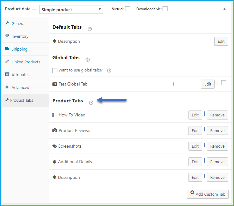 WooCommerce additional information plugin - product specific tabs