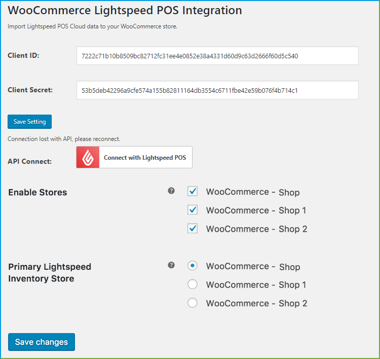 WooCommerce lightspeed integration - multiple stores