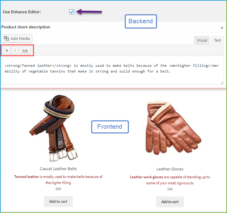 WooCommerce product description - enhanced editor