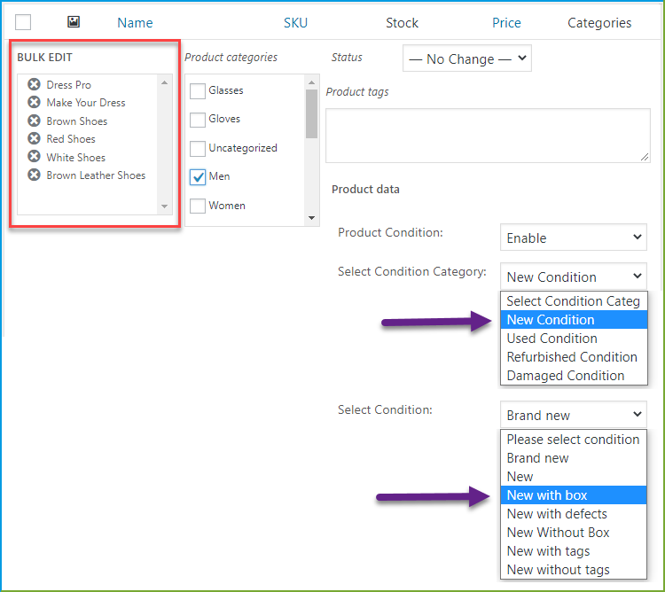 Set Condition on Multiple Products