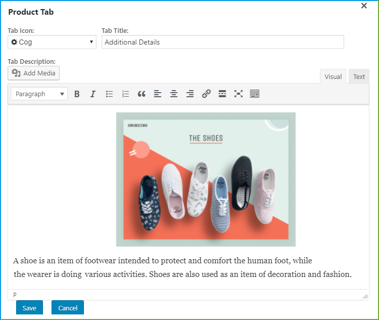 WooCommerce additional information plugin - WYSIWYG Editor