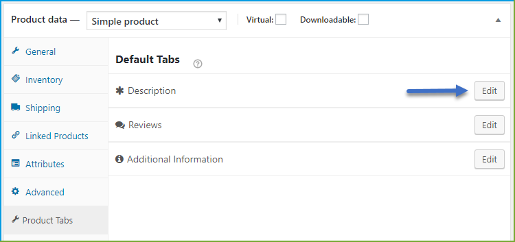 WooCommerce additional information plugin - default tabs