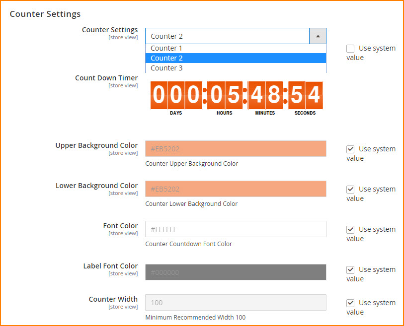 Countdown Timer Settings