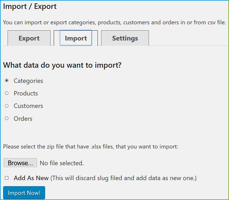 Import Products, Categories, Customers, or Orders with a Click