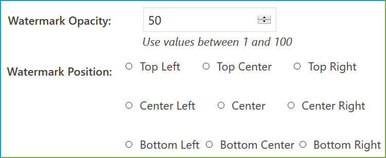 Choose Opacity and Placement for Watermark