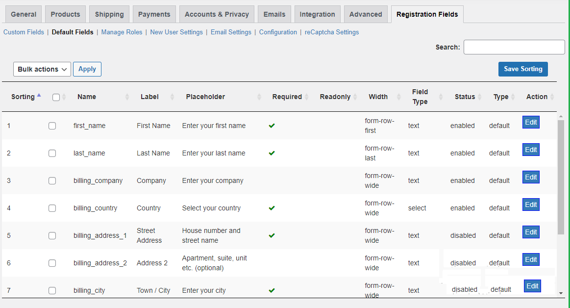 WooCommerce Registration plugin - edit deafult fields