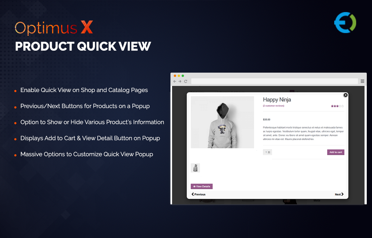 WooCommerce OptimusX - Quick View Demo