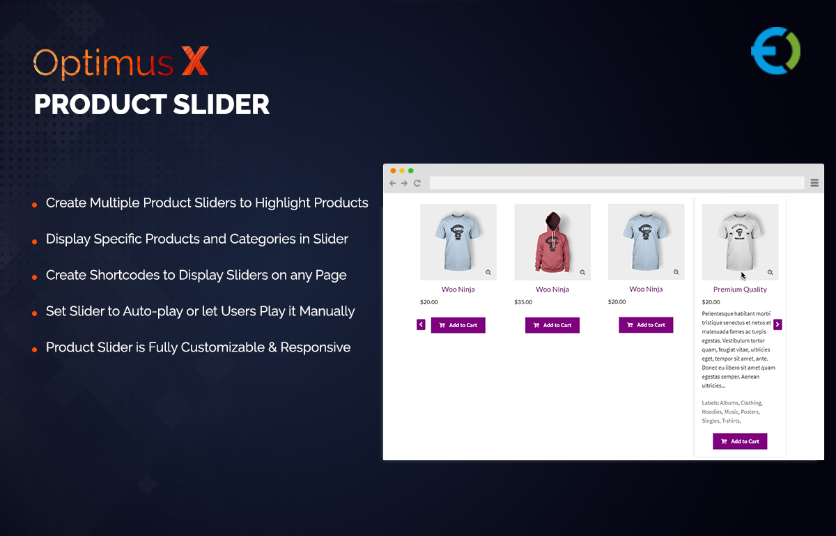 WooCommerce OptimusX - Product Slider Demo