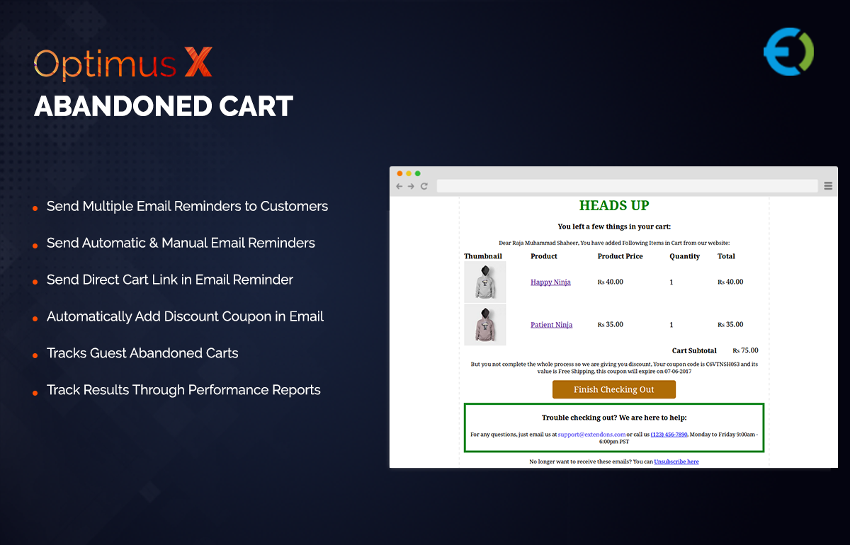 WooCommerce OptimusX Abandoned Cart