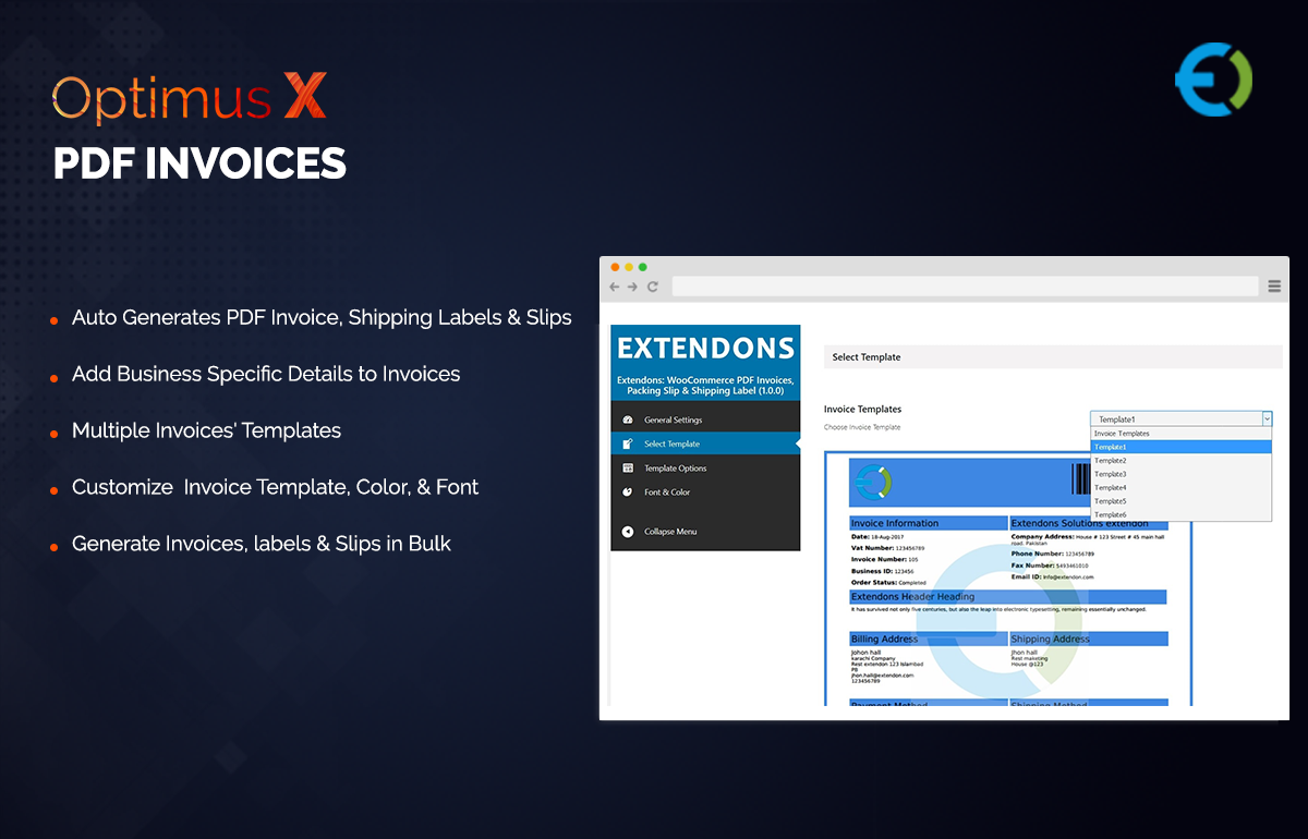 WooCommerce OptimusX PDF Invoice