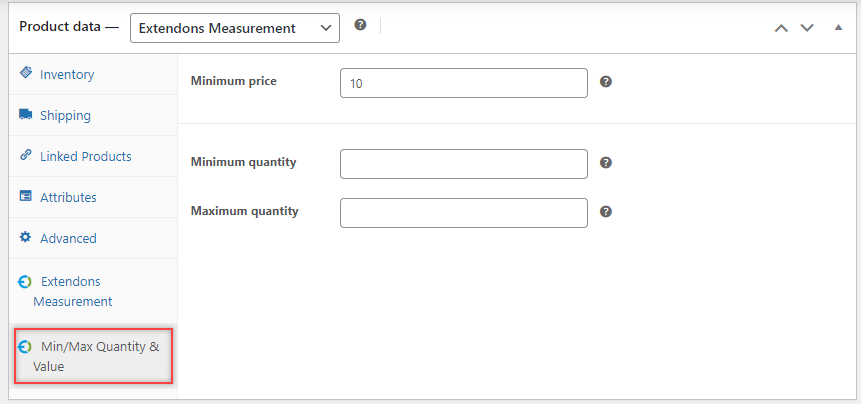 Set minimum and maximum quantity