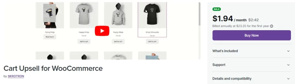 cart upsell for WooCommerce