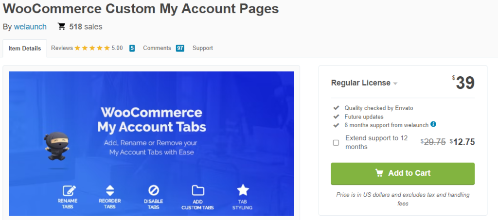 WooCommerce custom my account page