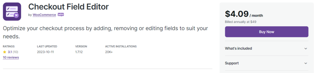 Checkout field editor